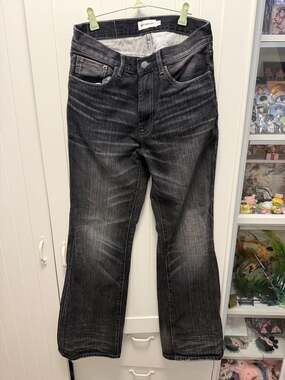 Vintage Japanese Slub Denim Faded Wash Whiskered Jeans Black size 32